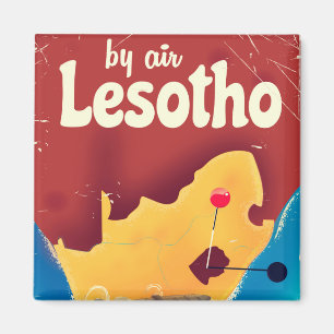 Lesotho Vintage travel flight poster Magnet