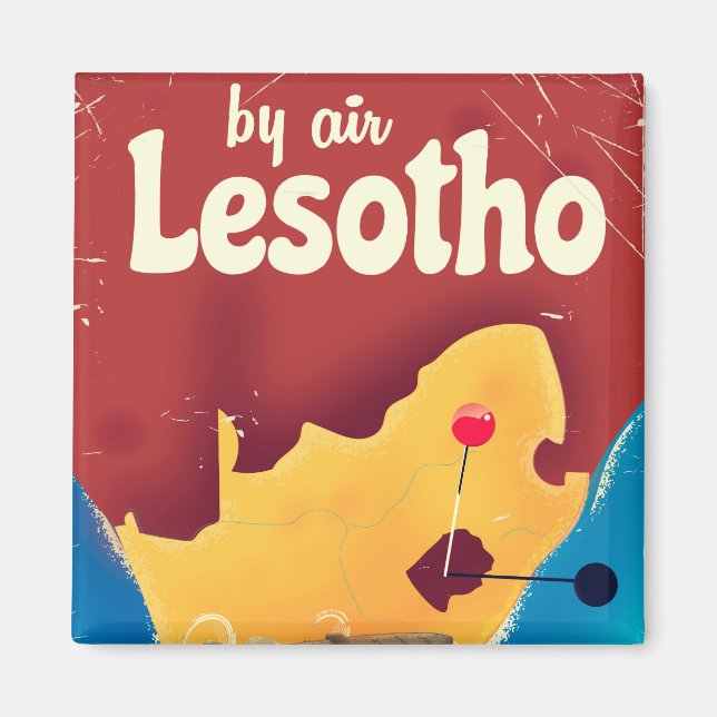 Lesotho Vintage travel flight poster Magnet (Front)