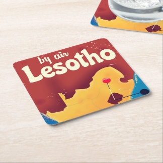 Lesotho Vintage travel flight poster Square Paper Coaster