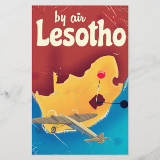 Lesotho Vintage travel flight poster Stationery