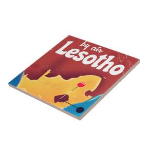 Lesotho Vintage travel flight poster Tile