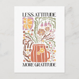 Less Attitude More Gratitude Boho Wildflower Postcard