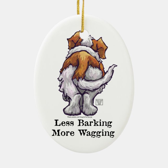 Less Barking, More Wagging Ceramic Tree Decoration (Back)