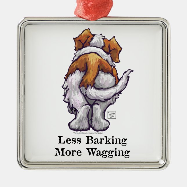Less Barking, More Wagging Metal Tree Decoration (Front)