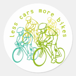 Less cars more bikes classic round sticker
