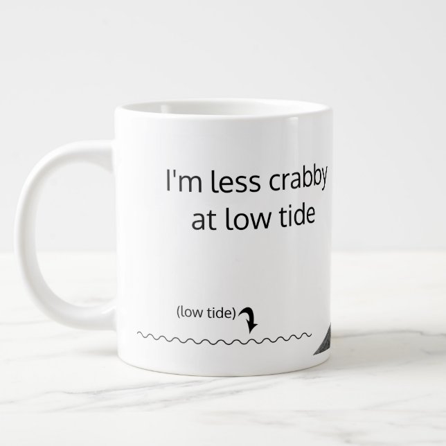 Less Crabby Need Coffee Ecuadorian Hermit Crab Art Large Coffee Mug (Left)