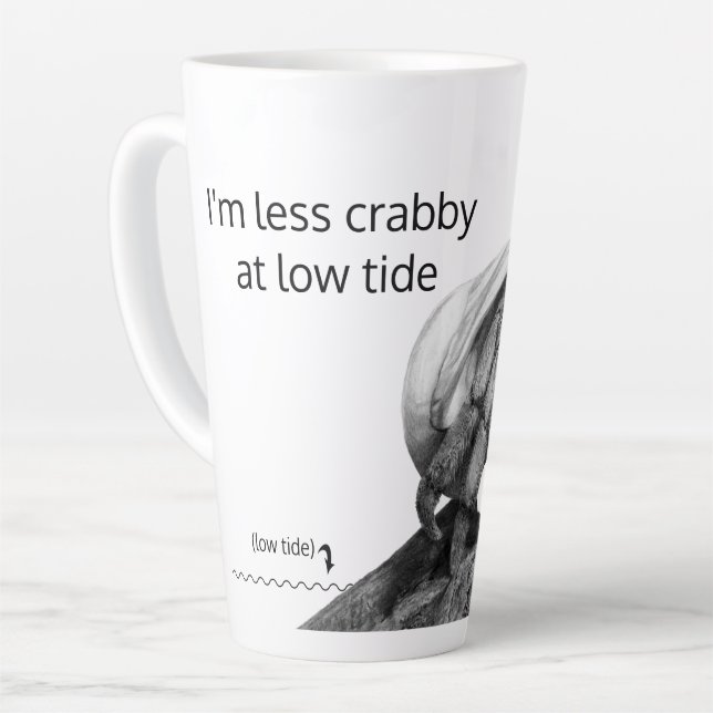 Less Crabby Need Coffee Ecuadorian Hermit Crab Art Latte Mug (Left Angle)