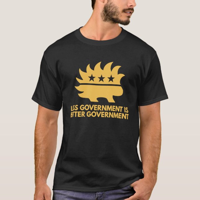 Less Government Libertarian Porcupine Anti Statist T-Shirt (Front)