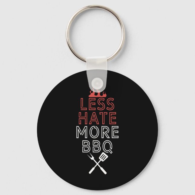 Less Hate More Bbq Head Chef Cooking Culinary Art  Key Ring (Front)