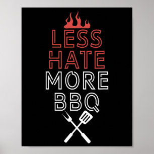 Less Hate More Bbq Head Chef Cooking Culinary Art Poster
