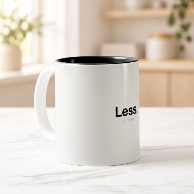 Less Is More | Minimalist Typography Mug (Less Is More | Minimalist Typography Mug — digital mockup.)