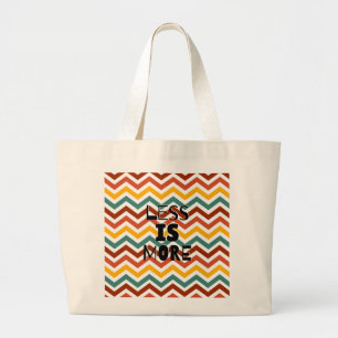 'Less Is More' Retro-Striped Minimalist Large Tote Bag