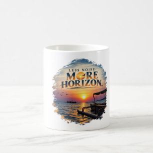 Less Noise More Horizon Minimal Ocean Sunset Coffee Mug