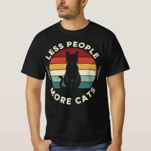 Less People More Cats Funny Retro Cat Lover T-Shirt