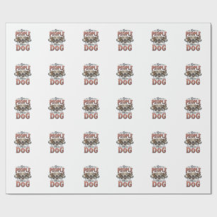 Less People More Dog Vintage Dog Lover Design_1 Wrapping Paper