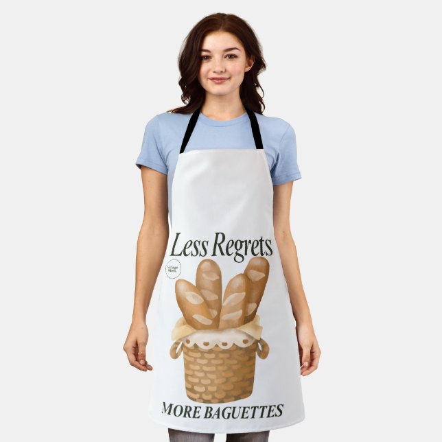 Less Regrets More Baguettes Funny French Bread Apron (Worn)