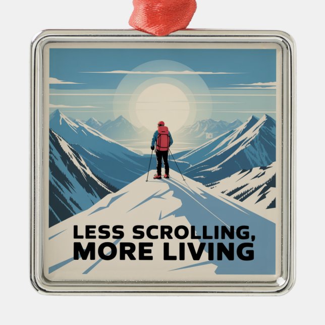 Less Scrolling, More Living Metal Tree Decoration (Front)