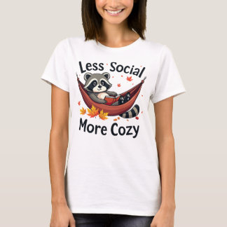 Less Social, More Cosy - Racoon in Hammock T-Shirt