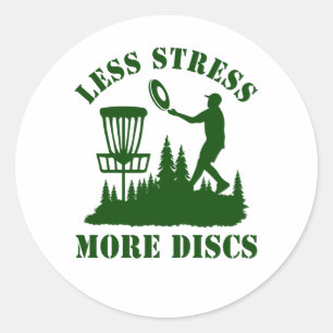 Less Stress More Discs Vintage Disc Golf Classic Round Sticker