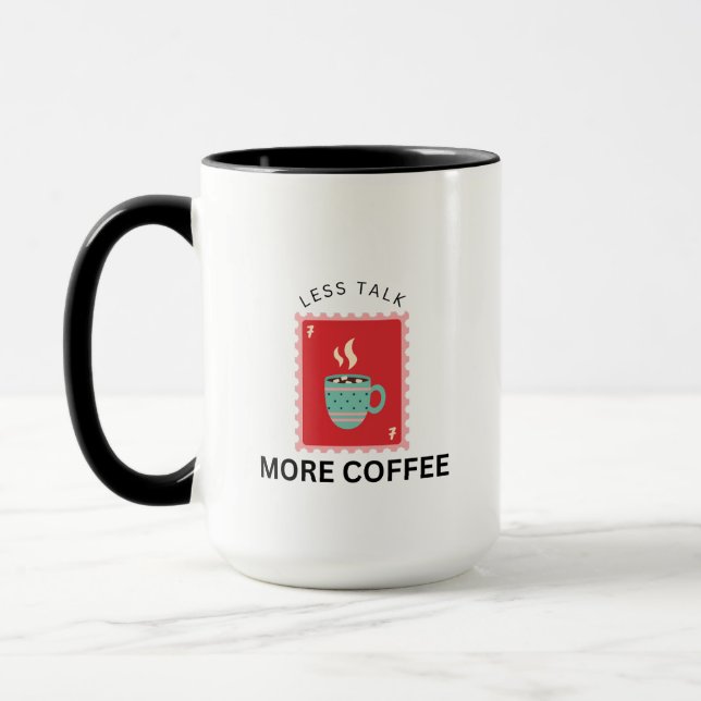 Less Talk More Coffee Stamp Illustration Mug (Left)