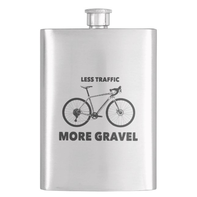 Less Traffic More Gravel Hip Flask (Front)