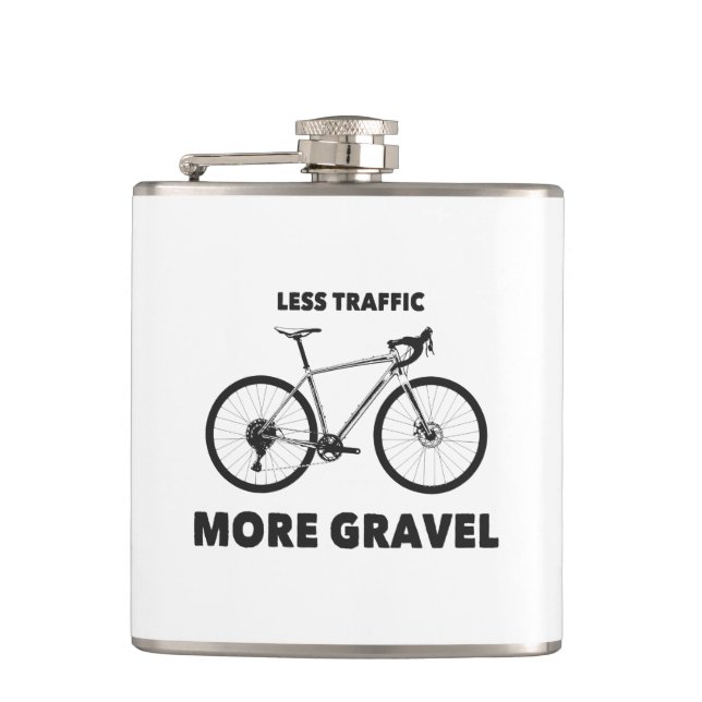 Less Traffic More Gravel Hip Flask (Front)