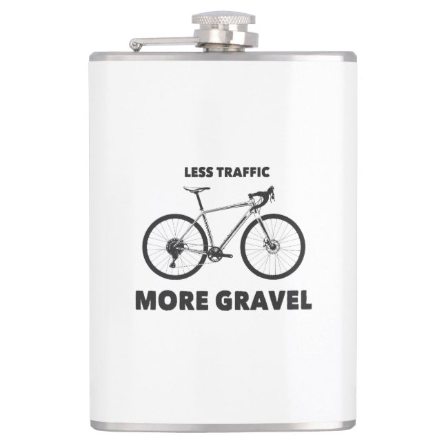 Less Traffic More Gravel Hip Flask (Front)