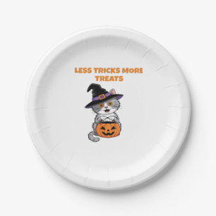 Less Tricks More Treats Halloween Gifts Classic T- Paper Plate