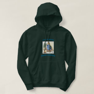 Less Working More Camping Funny Handdrawn Bluebird Hoodie