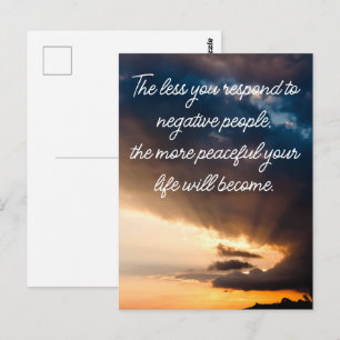 Less you respond to negative people sunset photo postcard