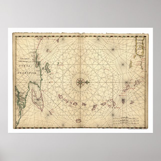 Lesser Antilles Map 1650 Poster (Front)