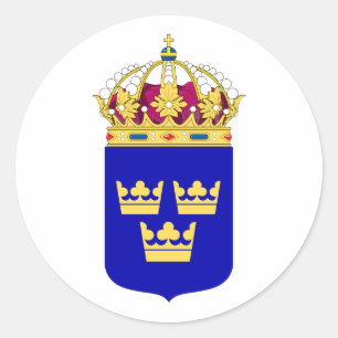 Lesser Coat of Arms Sweden Official Symbol Logo Classic Round Sticker