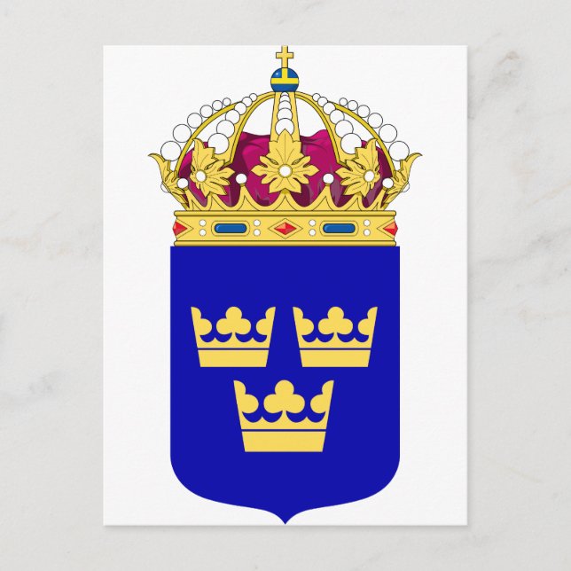 Lesser Coat of Arms Sweden Official Symbol Logo Postcard (Front)