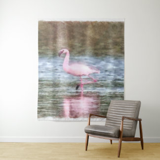 Lesser Flamingo Watercolor Tapestry