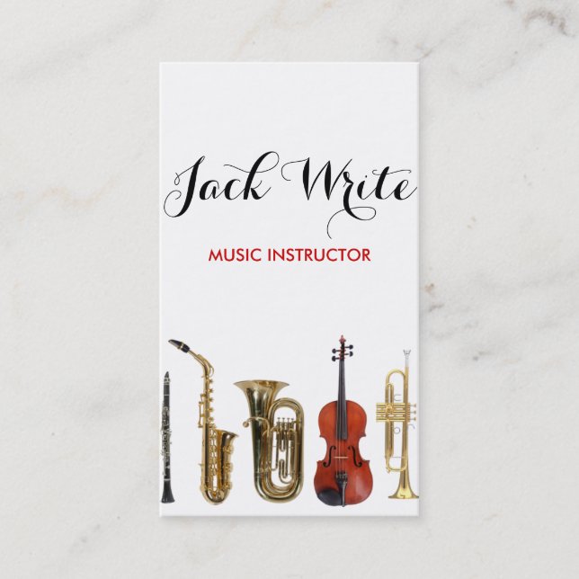 Lessons Instrument Music Instructor Business Business Card (Front)