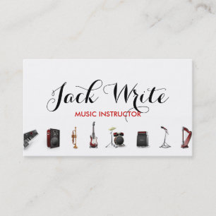 Lessons Instrument Music Instructor Business Card