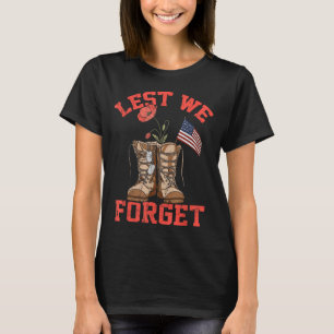 Lest Forget Red Poppy Flower Patriotic USA T-Shirt