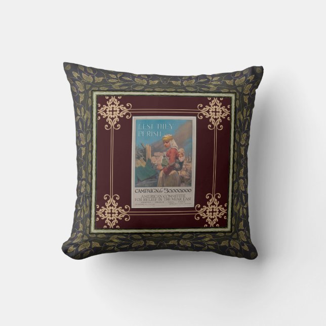 Lest They Perish Poster Throw Pillow (Front)