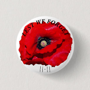 LEST WE FORGET POPPY NOVEMBER 11TH white 3 Cm Round Badge