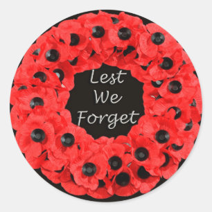 Lest We Forget (Poppy Wreath) Classic Round Sticker