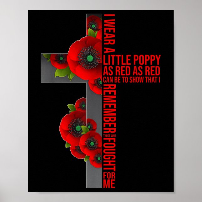 Lest We Forget Red Poppy Flower Usa Memorial Poster (Front)