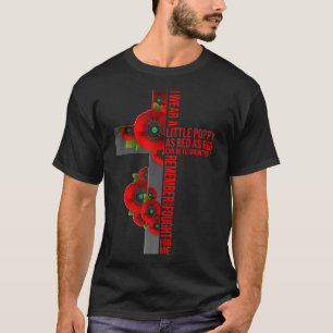 Lest We Forget Red Poppy Flower Usa Memorial T-Shirt