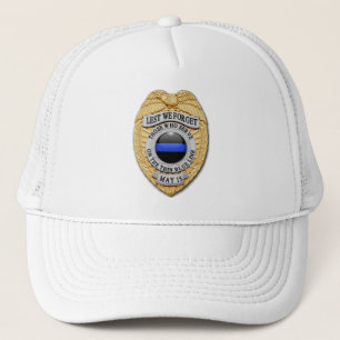 Lest We Forget - The Thin Blue Line Badge Trucker Hat