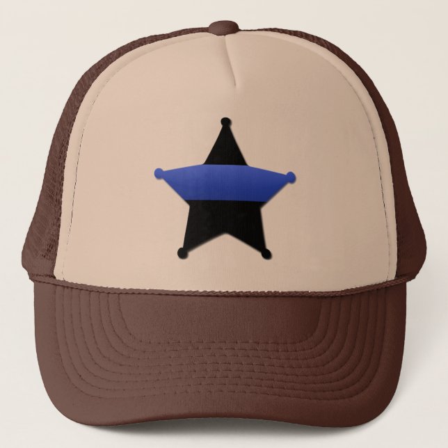 Lest We Forget - The Thin Blue Line Badge Trucker Hat (Front)