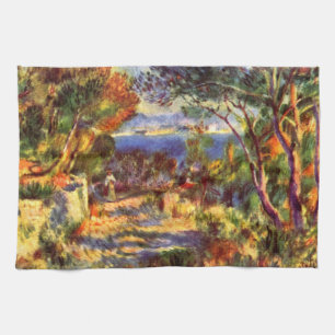 L'Estaque by Pierre Renoir, Vintage Impressionism Tea Towel