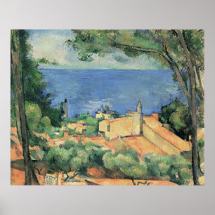 L'Estaque with Red Roofs Paul Cezanne  Poster