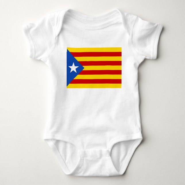 "L'Estelada Blava" Catalan Independence Flag Baby Bodysuit (Front)