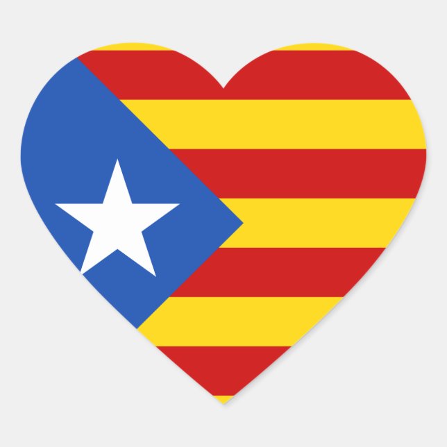 ""L'Estelada Blava"" Catalan Independence Flag Heart Sticker (Front)