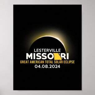 Lesterville Missouri Mo Total Solar Eclipse 2024 Poster