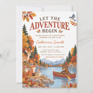 Let Adventure Begin Forest Woodland Baby Shower Invitation